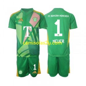 Camisolas de futebol Bayern München Manuel Neuer 1 Guarda Redes Criança Equipamento Quarto 2024/25 Manga Curta